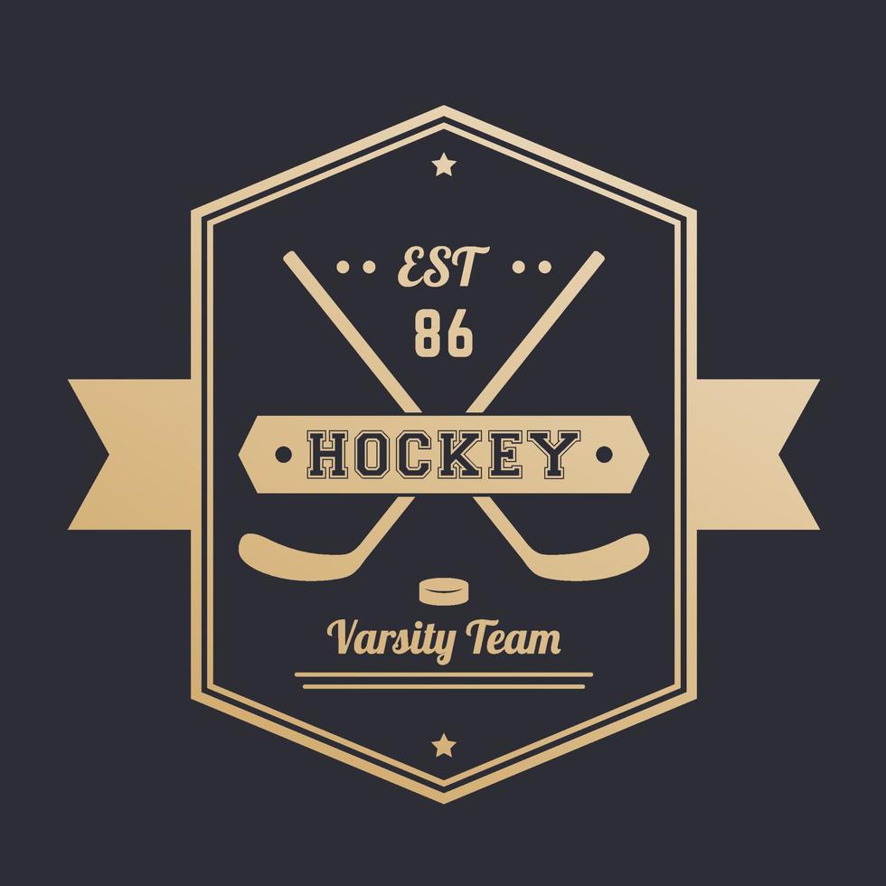 Hockey vintage emblem, logo, badge vector