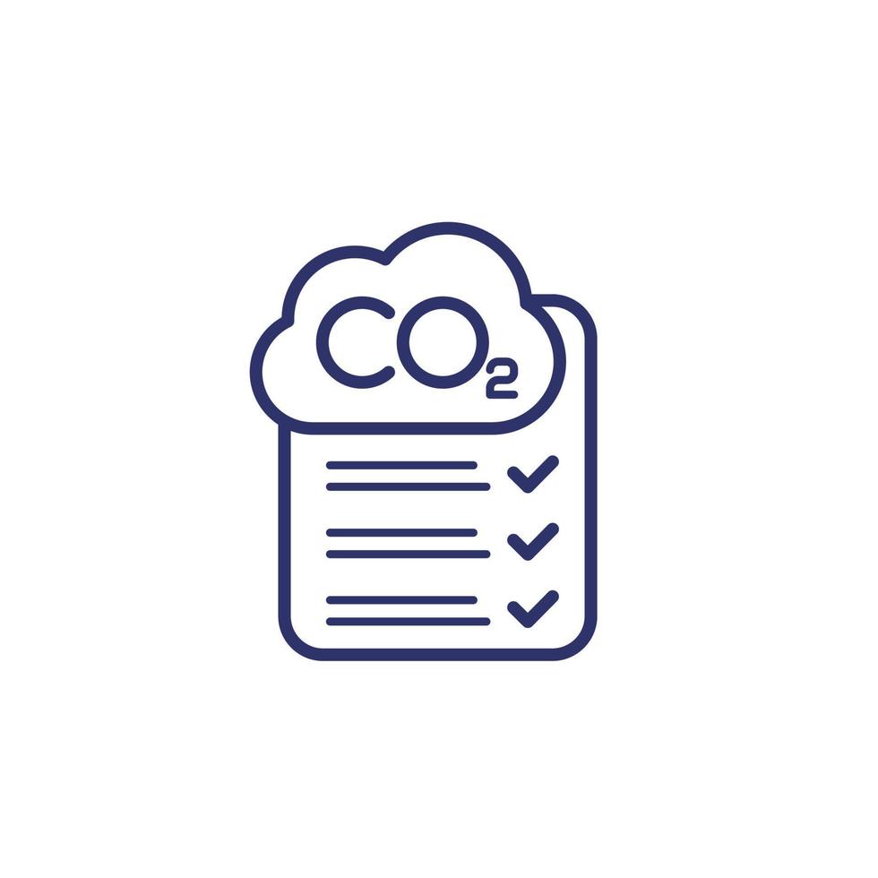 co2 gas, carbon dioxide line icon with a checklist vector