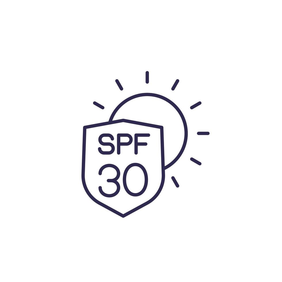 UV protection, SPF 30 line icon vector