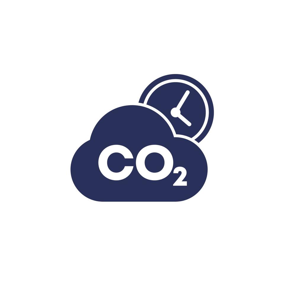 co2 gas, carbon dioxide emissions and time icon vector