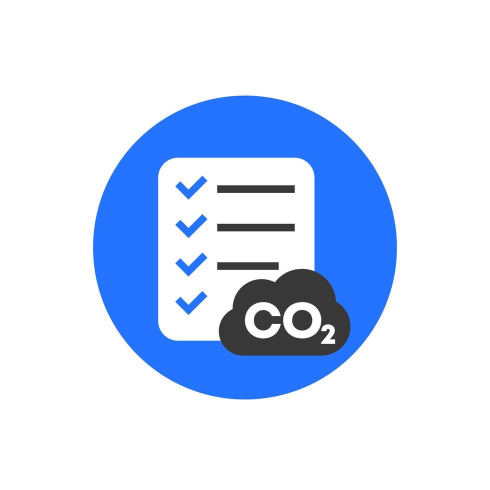 co2 gas, carbon dioxide icon with a checklist, flat vector