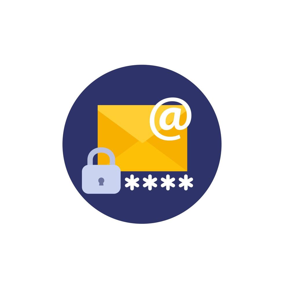 email icon with password, flat vector