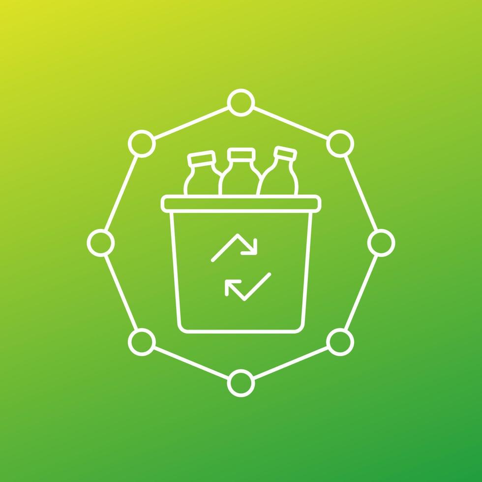 plastic bottles in recycle bin line icon vector