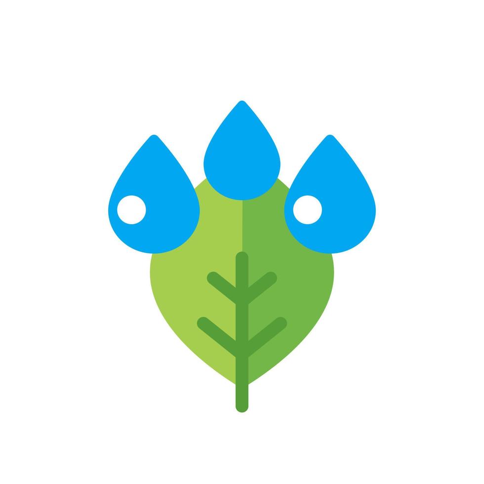 Drops and leaf icon, flat design vector