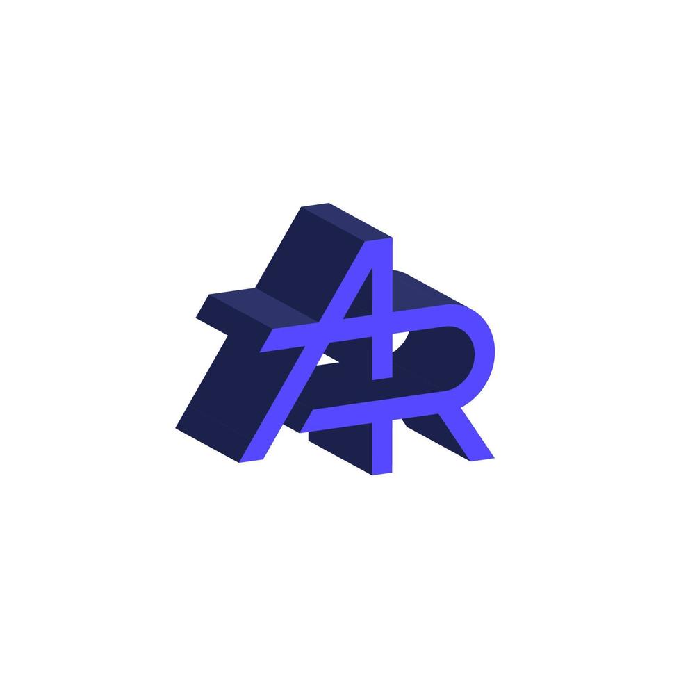 letras ar, diseño de logotipo de monograma en estilo 3d vector