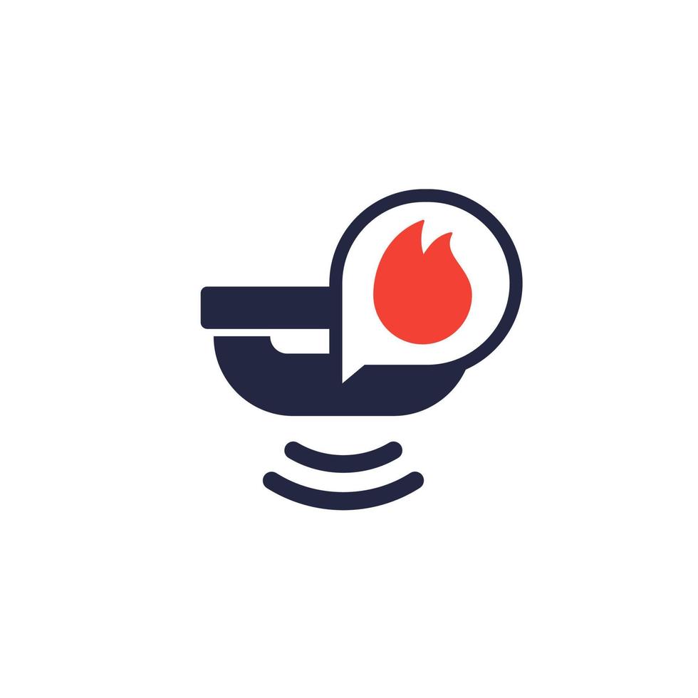 Fire detector, smoke sensor icon vector