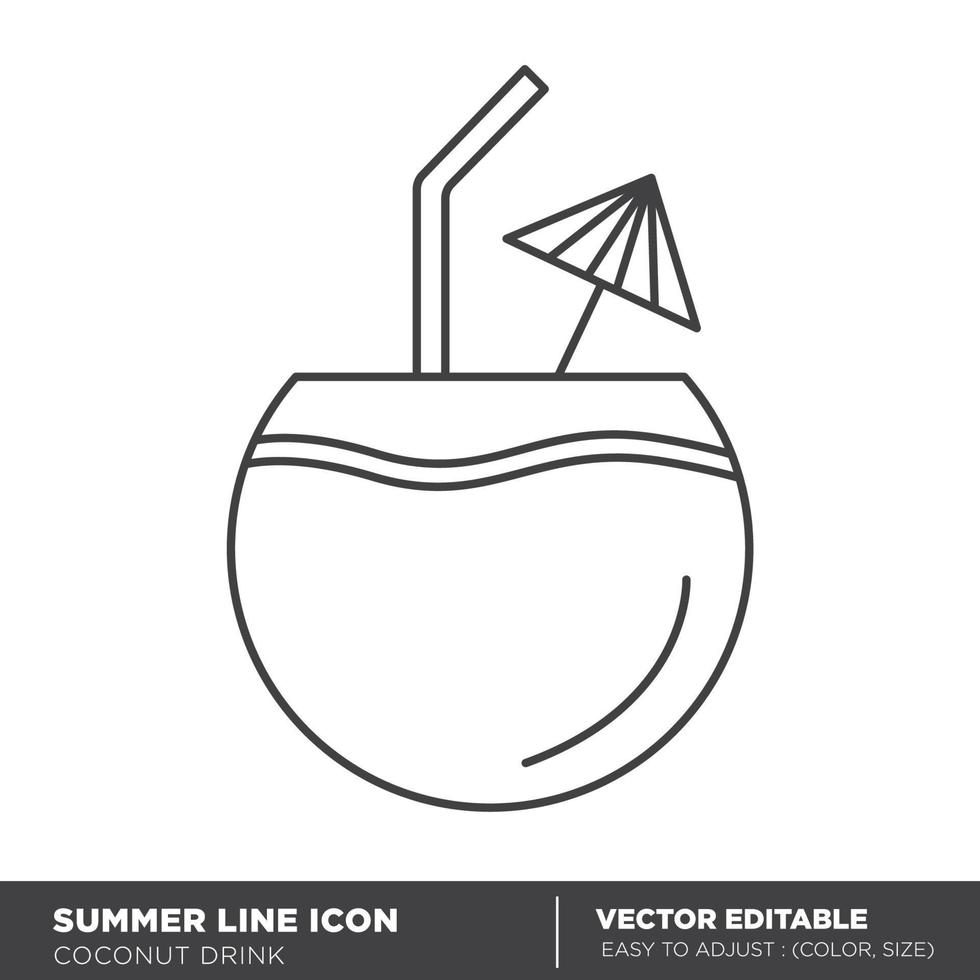 icono de línea de bebida de coco vector