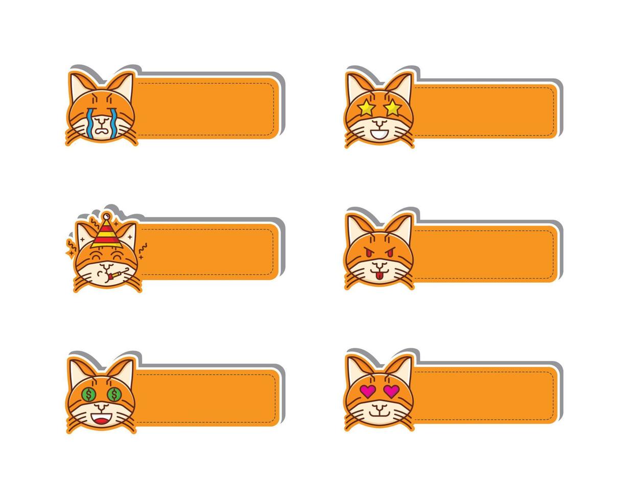 Cute Kawaii Cat Emoji Name Tag Sticker vector