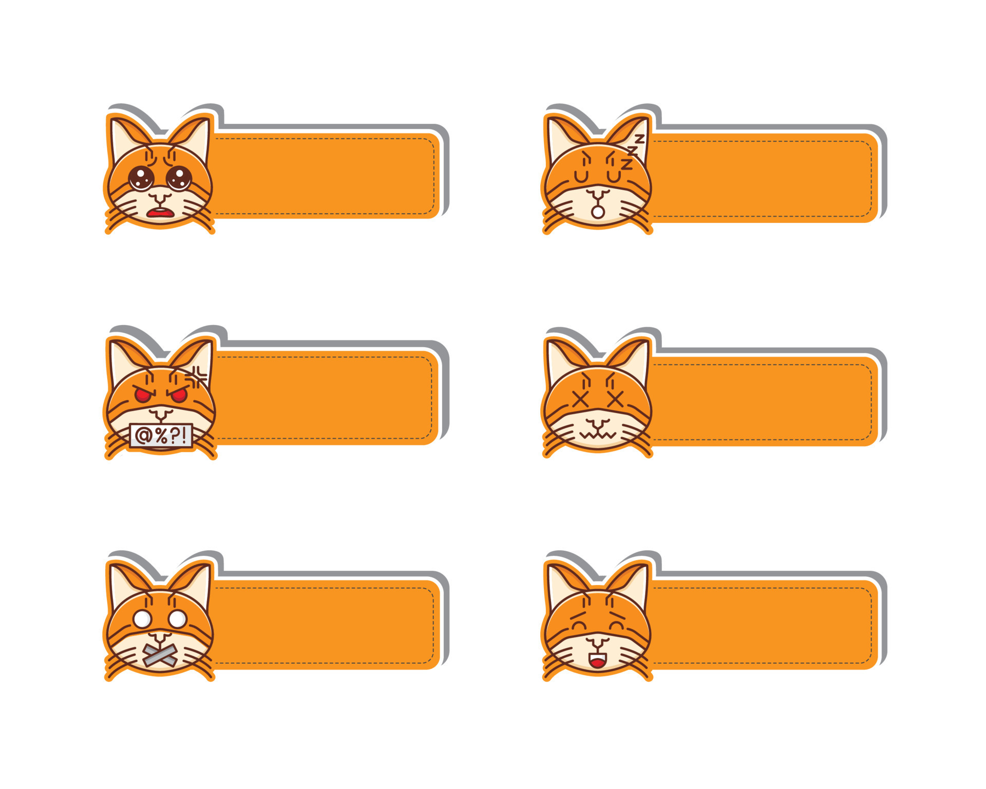 Cute Kawaii Cat Emoji Name Tag Sticker 11819308 Vector Art at Vecteezy