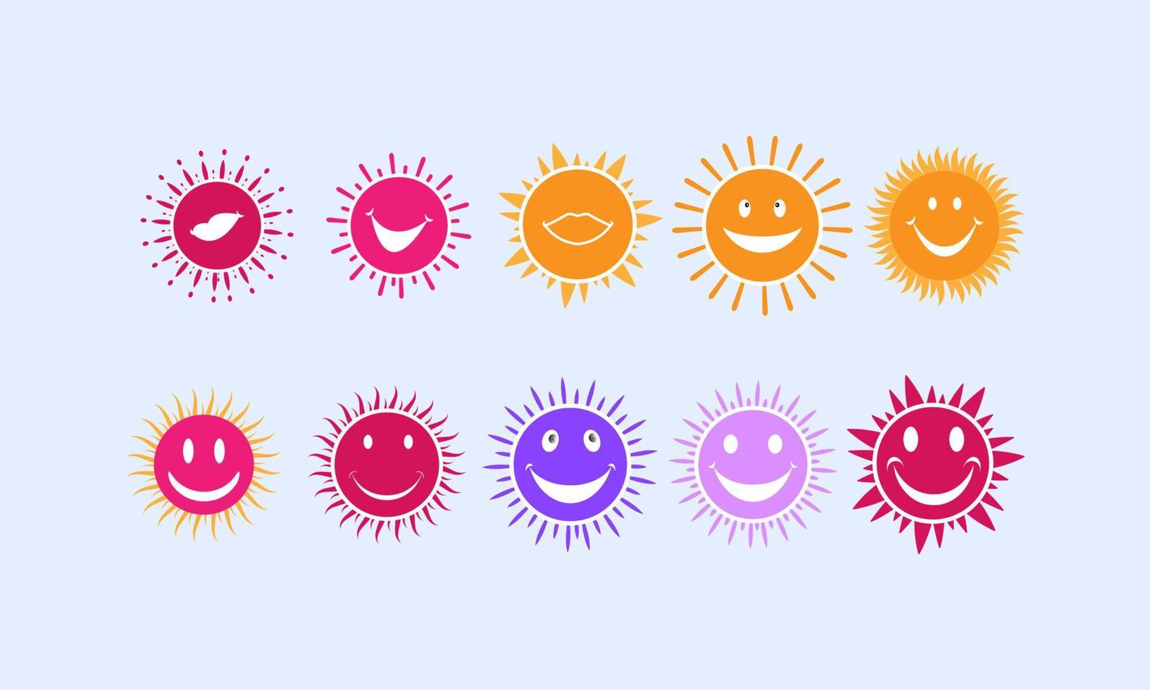 Cute Sun. Cartoon Sunny Happy Emoji vector