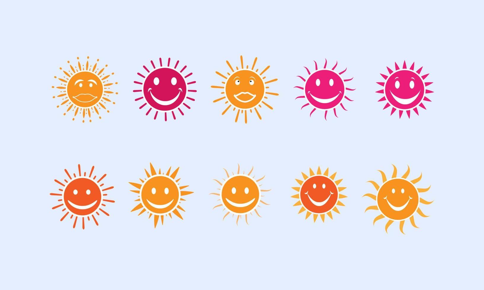 Cute Sun. Cartoon Sunny Happy Emoji vector