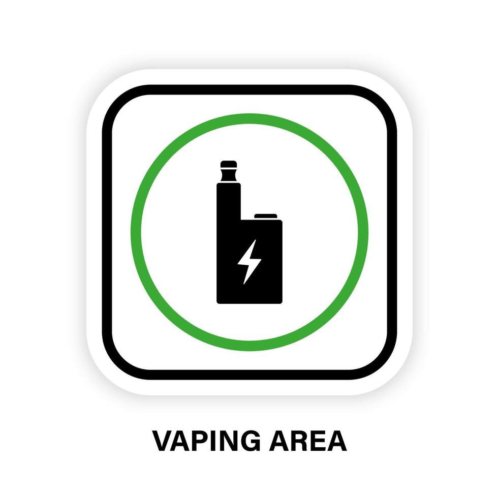 icono de silueta de glifo de lugar de zona de vape. señal de área de cigarrillos eléctricos vaping. pictograma verde de la zona de cigarrillos electrónicos de humo. la habitación segura para fumar cigarrillos electrónicos permite el símbolo. ilustración vectorial aislada. vector