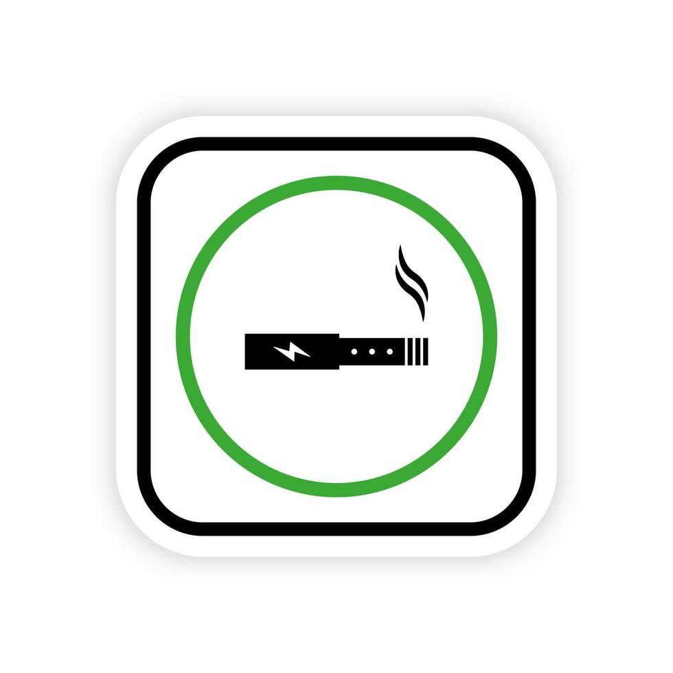 Vape Zone Place Symbol. Smoke Electronic Cigarette Zone Silhouette Icon. Smoking E-Cigarette Allow Area Pictogram. Vaping Electric Cigarette Safe Room Possible. Isolated Vector Illustration.