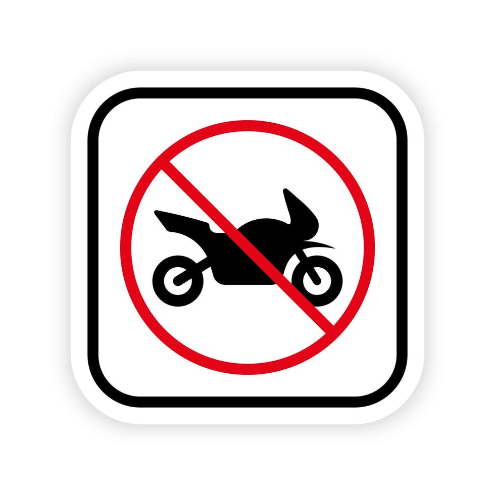 prohibir el icono de la silueta negra de la motocicleta. pictograma prohibido de estacionamiento restringido de motos. símbolo de círculo rojo de parada de moto prohibido. atención ninguna señal de carretera de moto. ilustración vectorial aislada. vector