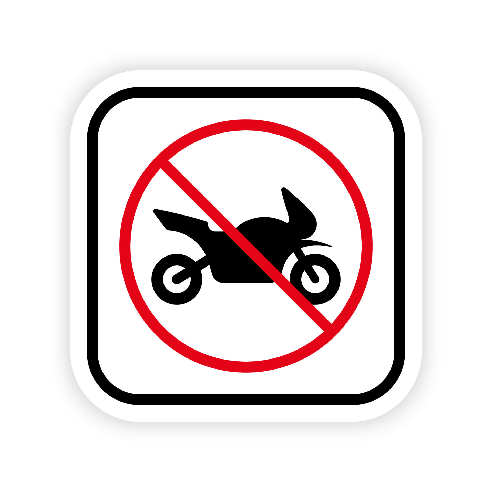 Ban Motorcycle Black Silhouette Icon. Restricted Motorbike Parking