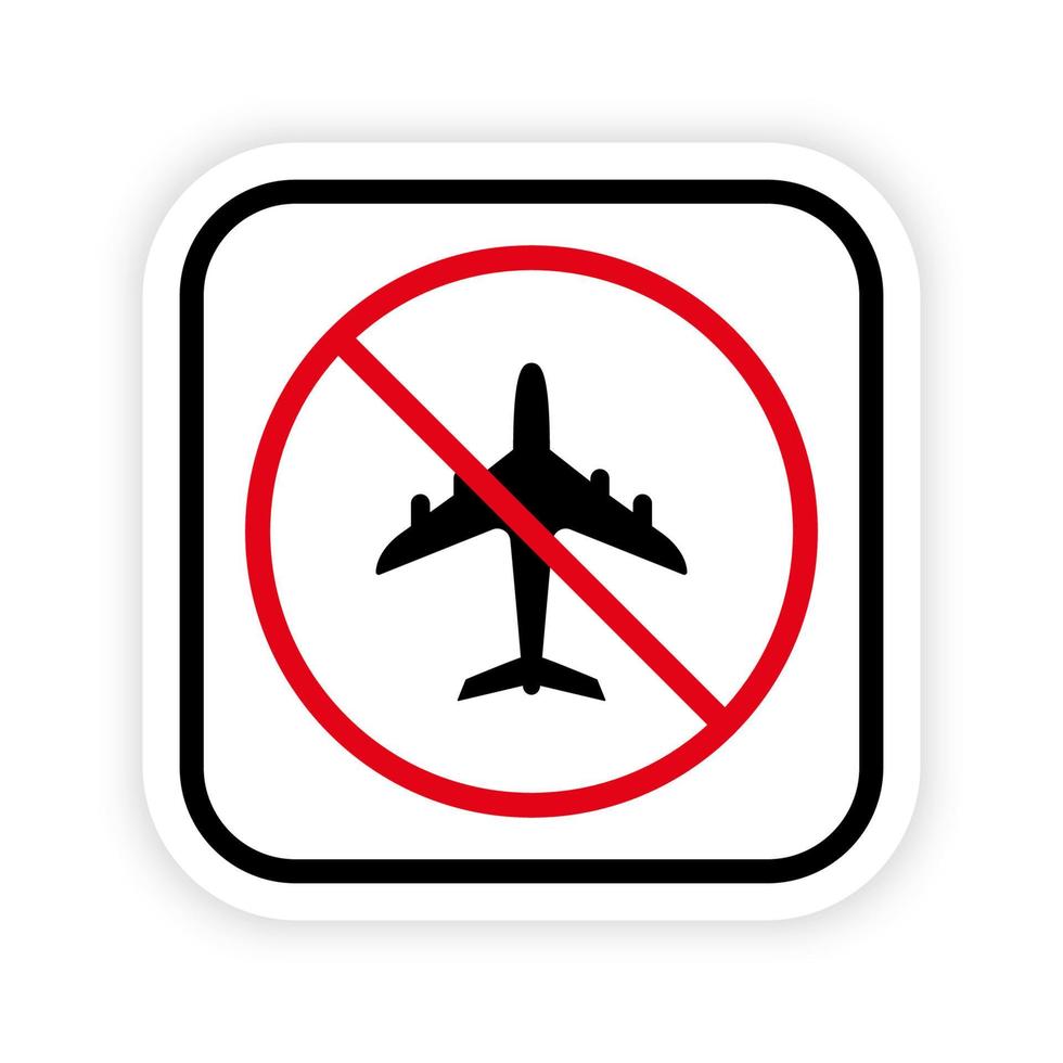 icono de prohibición de silueta negra de avión de aire. pictograma prohibido de avión de advertencia. símbolo de círculo de parada roja de aviación. Alerta sin señal de avión. precaución vuelo jet prohibido peligro. ilustración vectorial aislada. vector