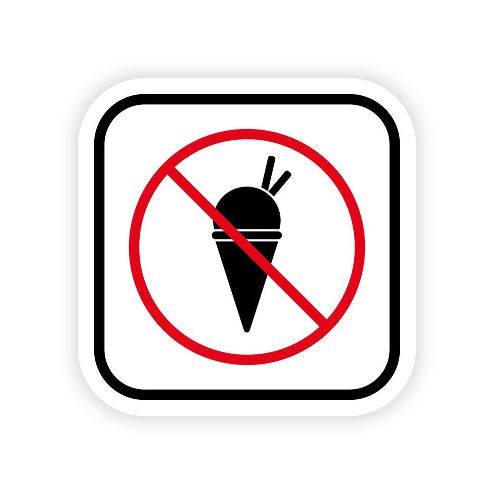 Ban Entry with Ice Cream in Waffle Cone Rule Black Silhouette Icon. Forbid Sundae Pictogram. No Allowed Ice Cream Information Sign. Restricted Eat Food Zone Red Symbol. Isolated Vector Illustration.