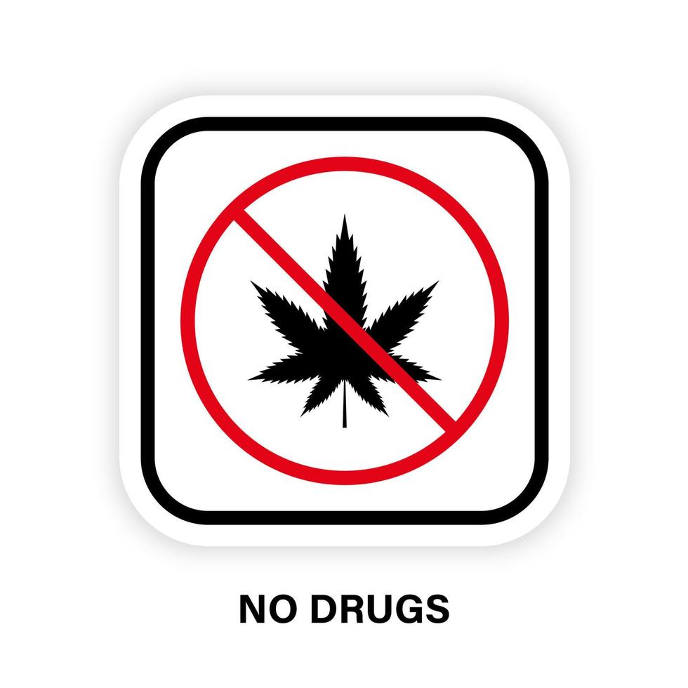 Weed Hemp THC Stop Symbol. Marijuana Leaf Black Forbidden Icon