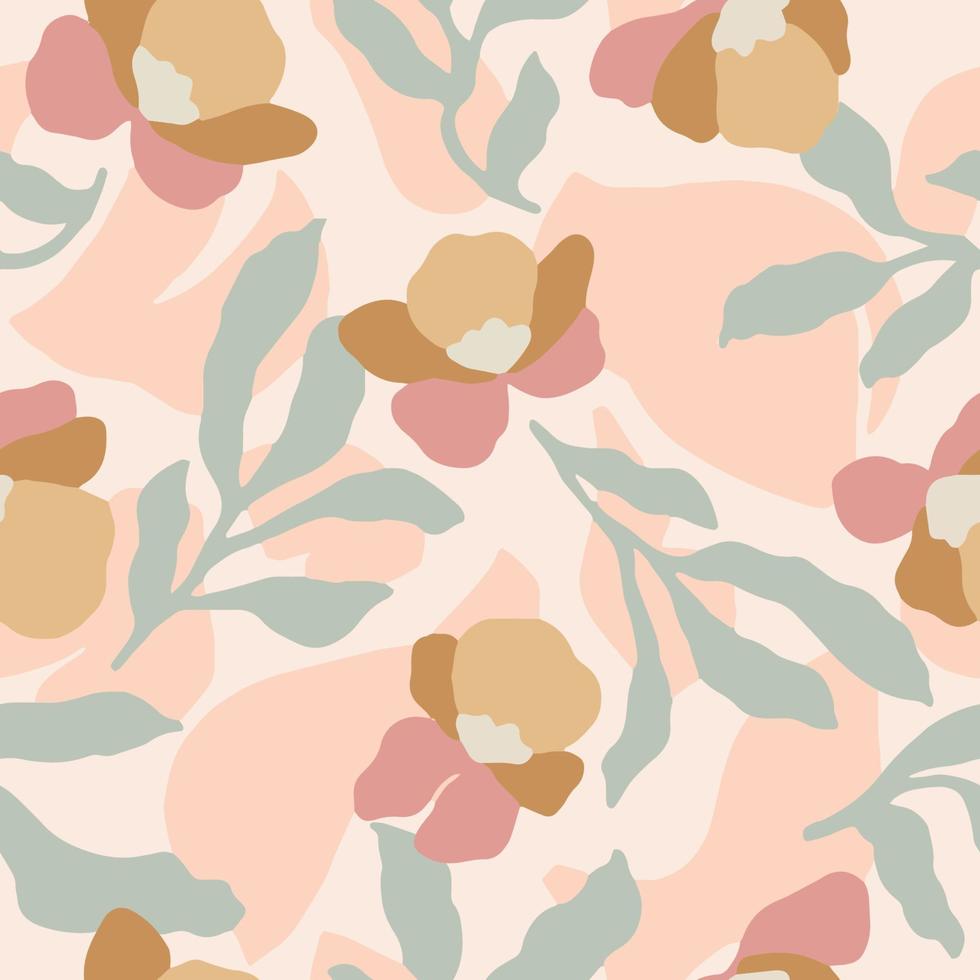 Vector doodle flower illustration seamless repeat pattern