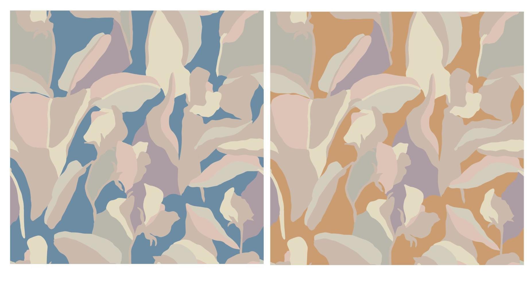 ilustración de flor abstracta vectorial patrón de repetición perfecta conjunto de 2 formas de color vector