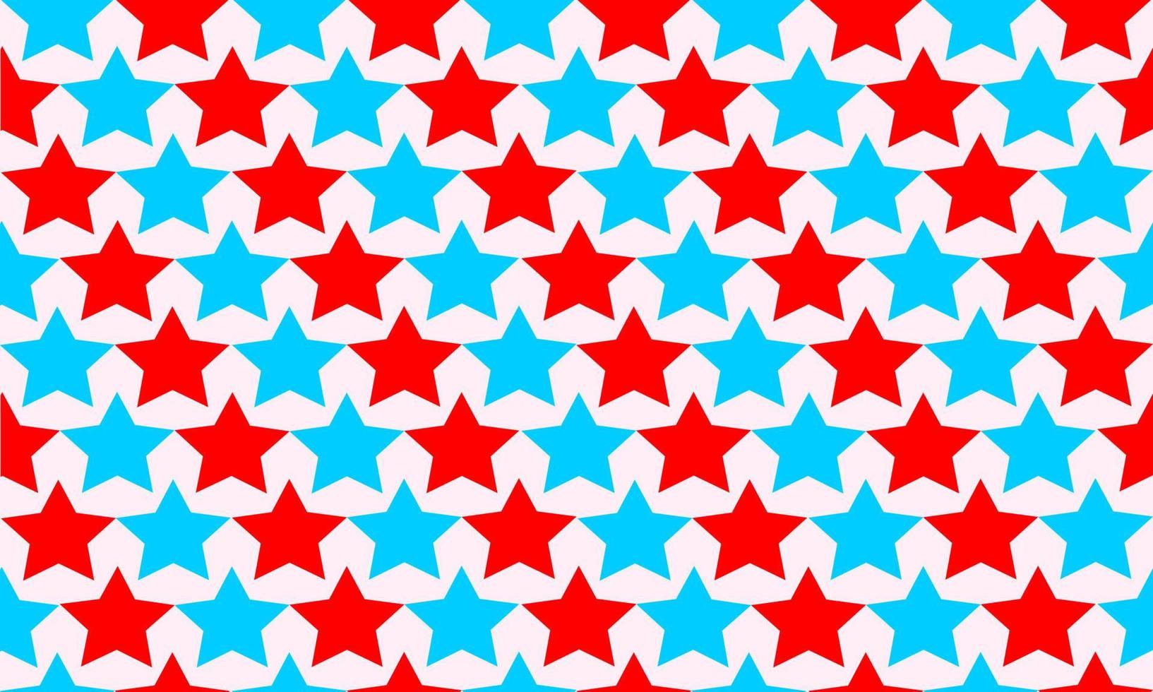 Seamless abstract pattern with geometric star shapes. Vector background design. Blue, red on white color. Paper, cloth, fabric, cloth, dress, napkin, cover, printing, gift, present, USA flag concepts