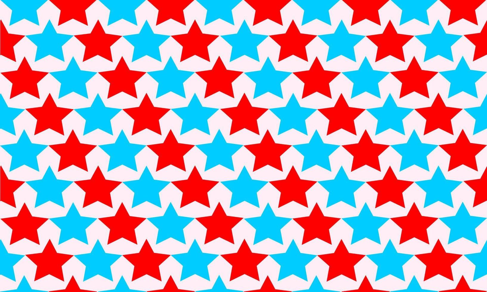 patrón abstracto sin costuras con formas geométricas de estrellas. diseño de fondo vectorial. azul, rojo sobre color blanco. papel, tela, tela, vestido, servilleta, cubierta, impresión, regalo, presente, conceptos de bandera de estados unidos vector