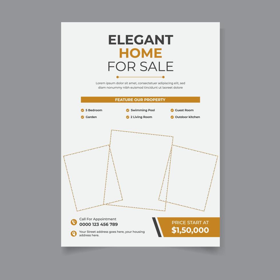 Home for sale flyer template design vector