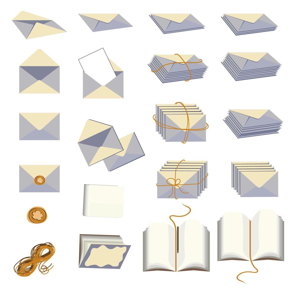 Envelope vector set isolated on white background