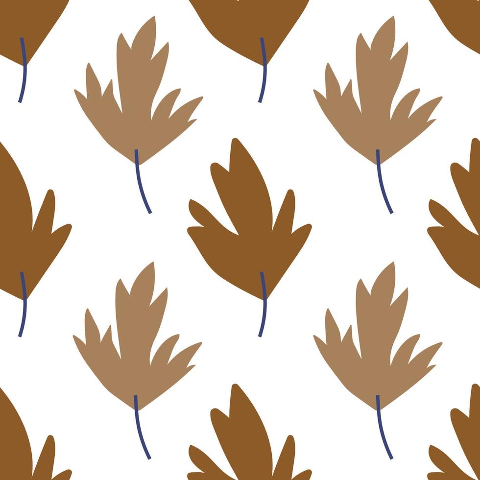 Brown leaf seamless pattern vector illustration on white background