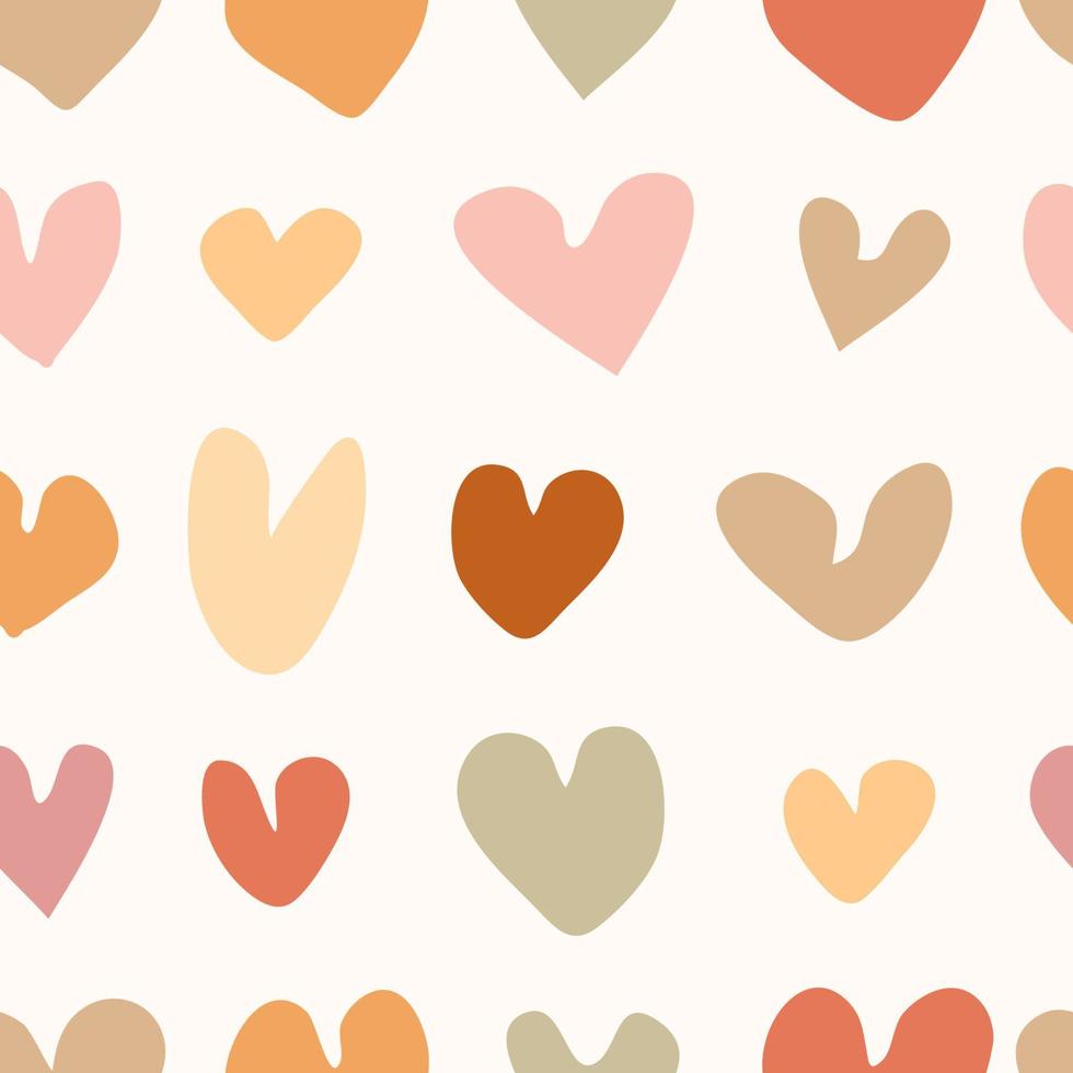 Hand drawn hearts boho seamless pattern vector illustration