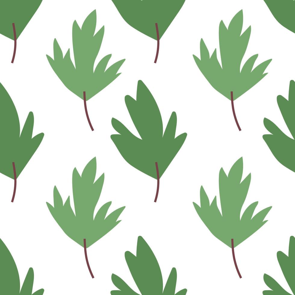 Green leaf seamless pattern vector illustration on white background