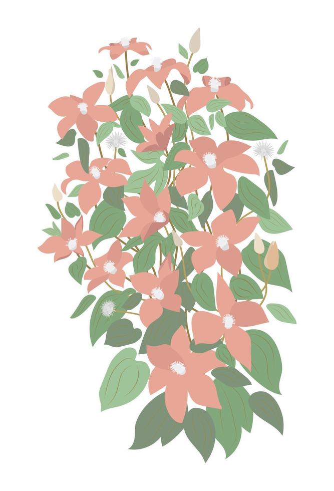 Melastome flower flat vector illustration isolated on white background