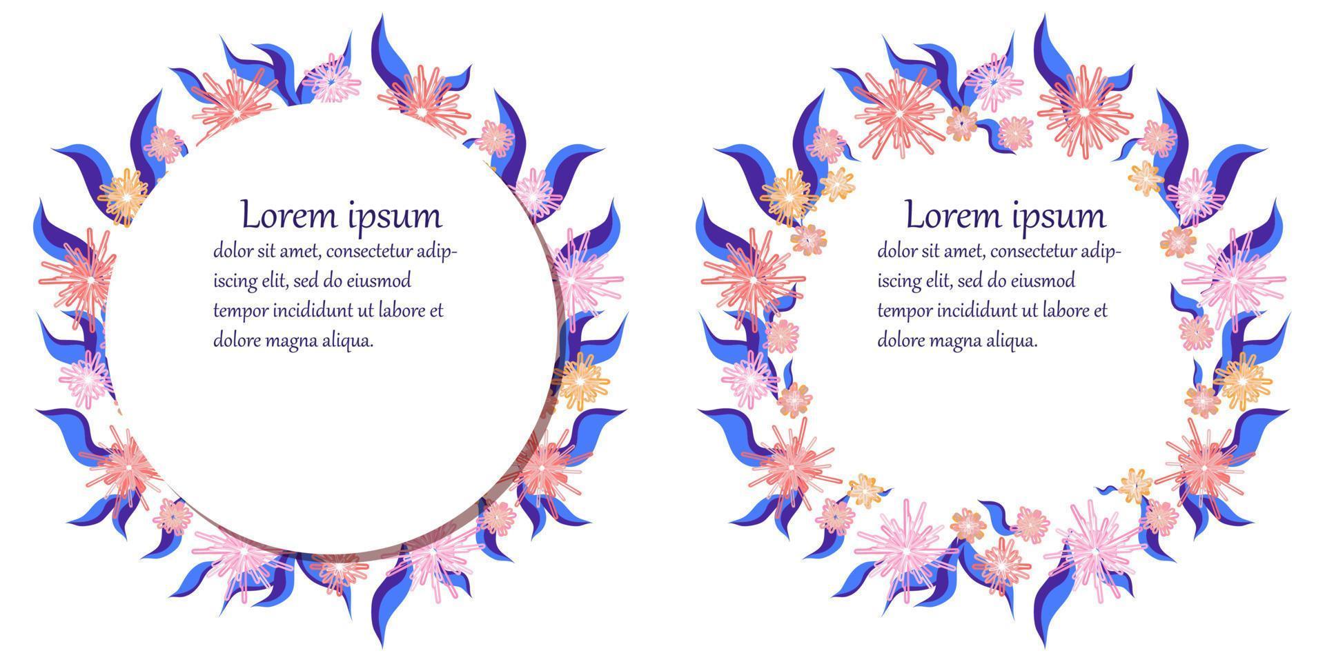 Floral frame set vector illustration isolated on white background