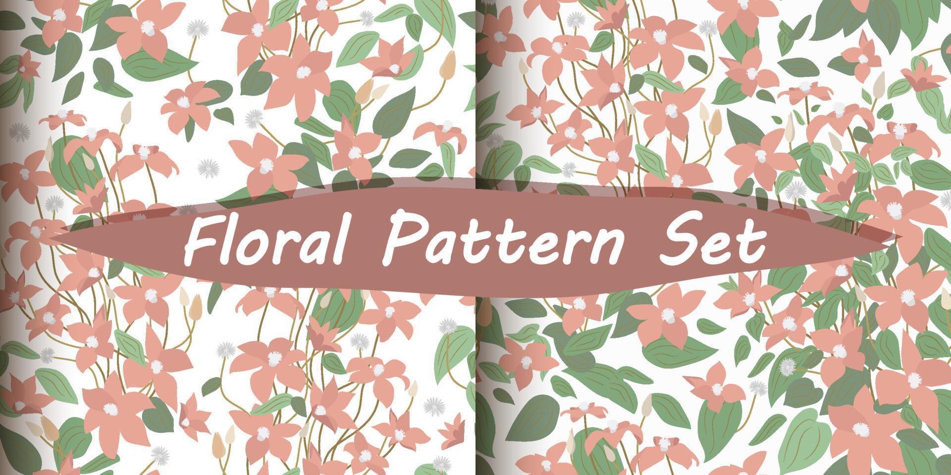Floral seamless pattern vector set in pastel colours
