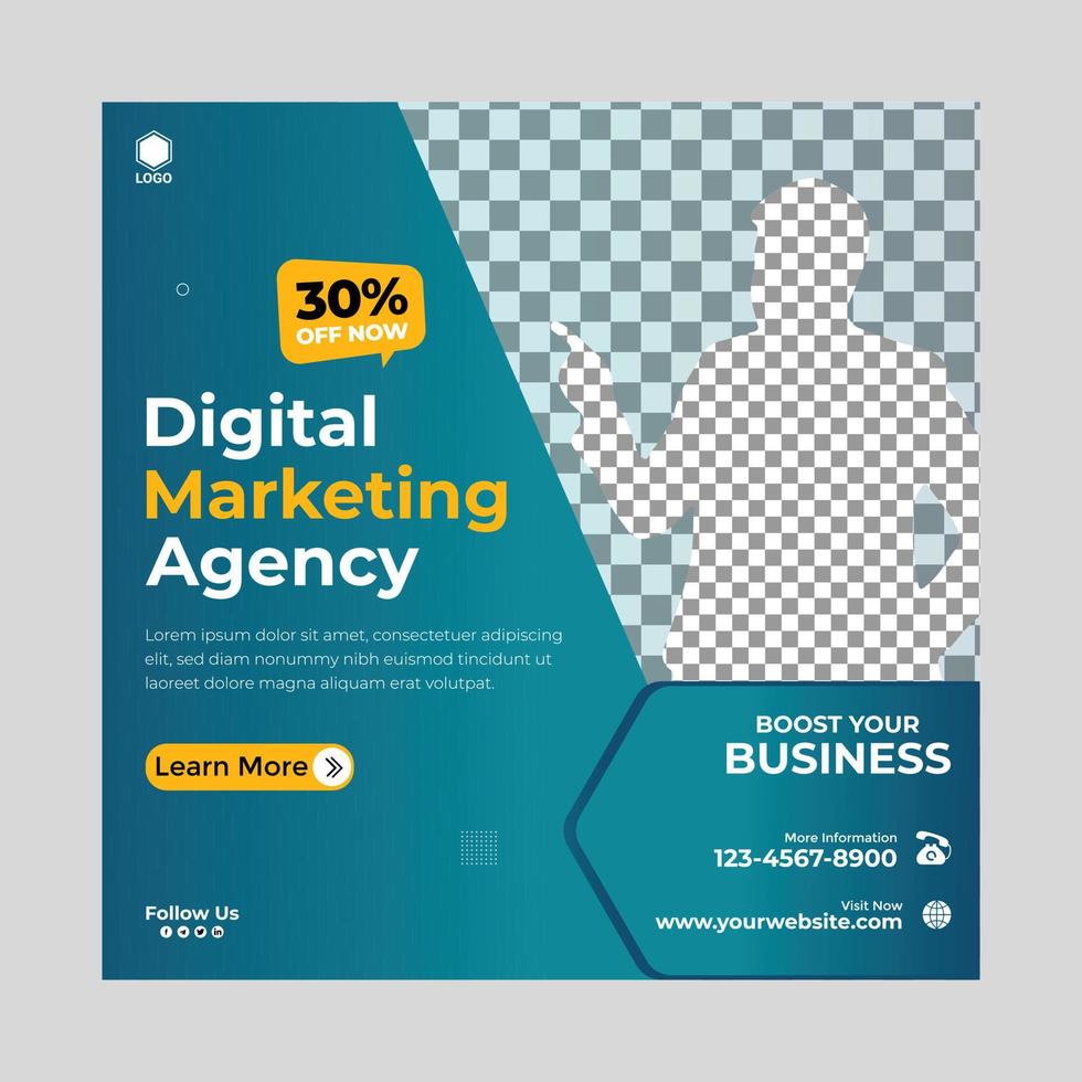 Digital business marketing banner for social media post template design vector