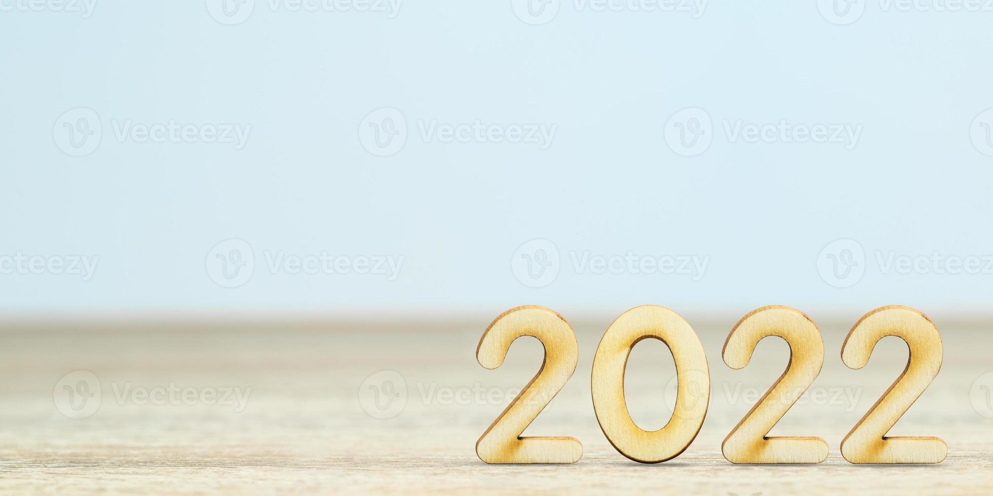 Numeric new year 2022 on table photo