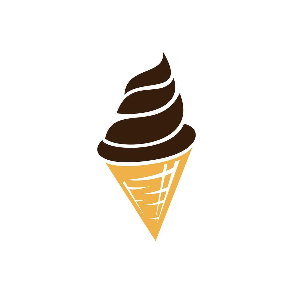 Ice cream in the waffle cone logo. Ice cream cone vector icon.