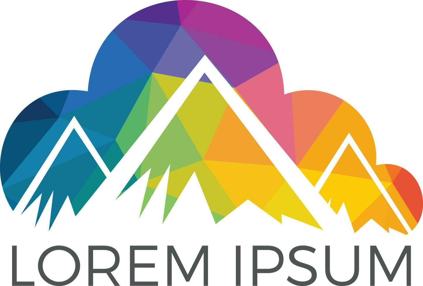 Mountain Sky Cloud Logo Design. vector