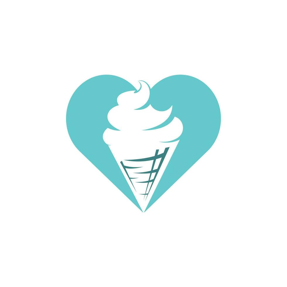 diseño de logotipo de vector de amor de helado. helado en el logo del cono de gofre.