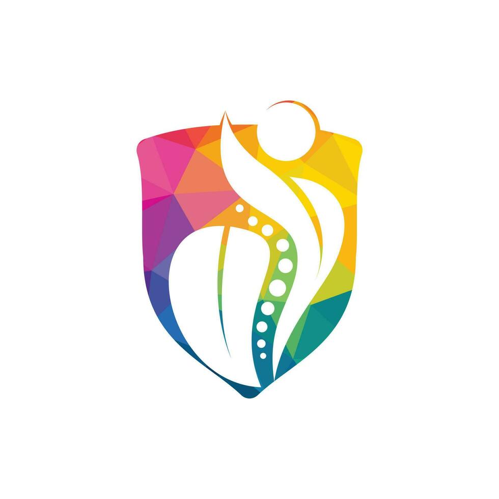 Ilustración de vector de diseño de logotipo de quiropráctica. logotipo de dolor logotipo de cuidado de la columna vertebral. centro de bienestar óseo, ortopédico, quiropráctico.