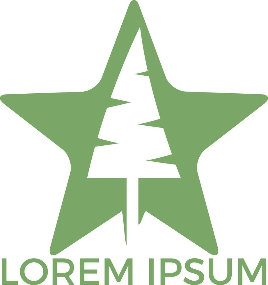 Star tree logo design. Organic tree spruce sign. vector