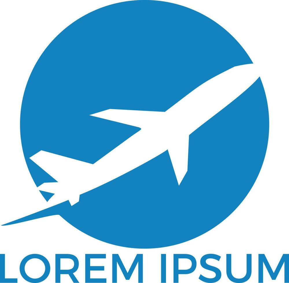 Flying airplane logo design. Travel and tour sign. vector