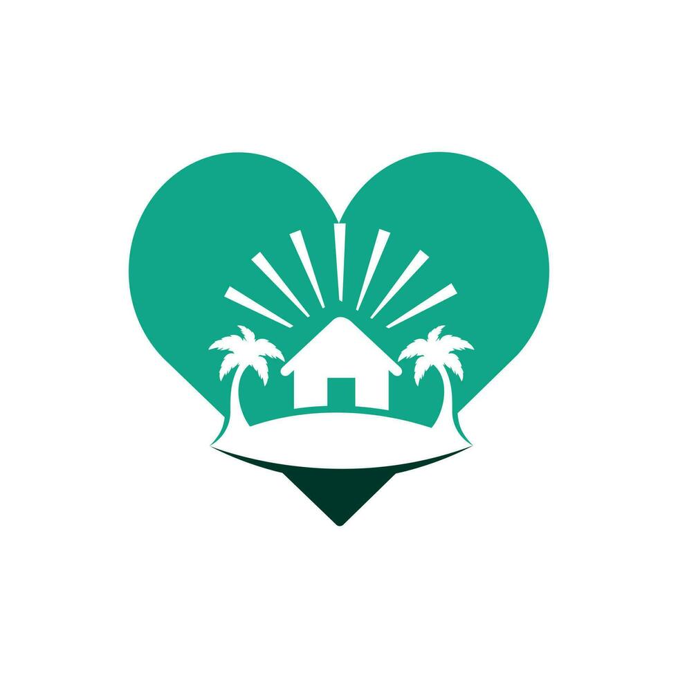 Beach Love Logo Design. Beach Resort Logo Design. vector