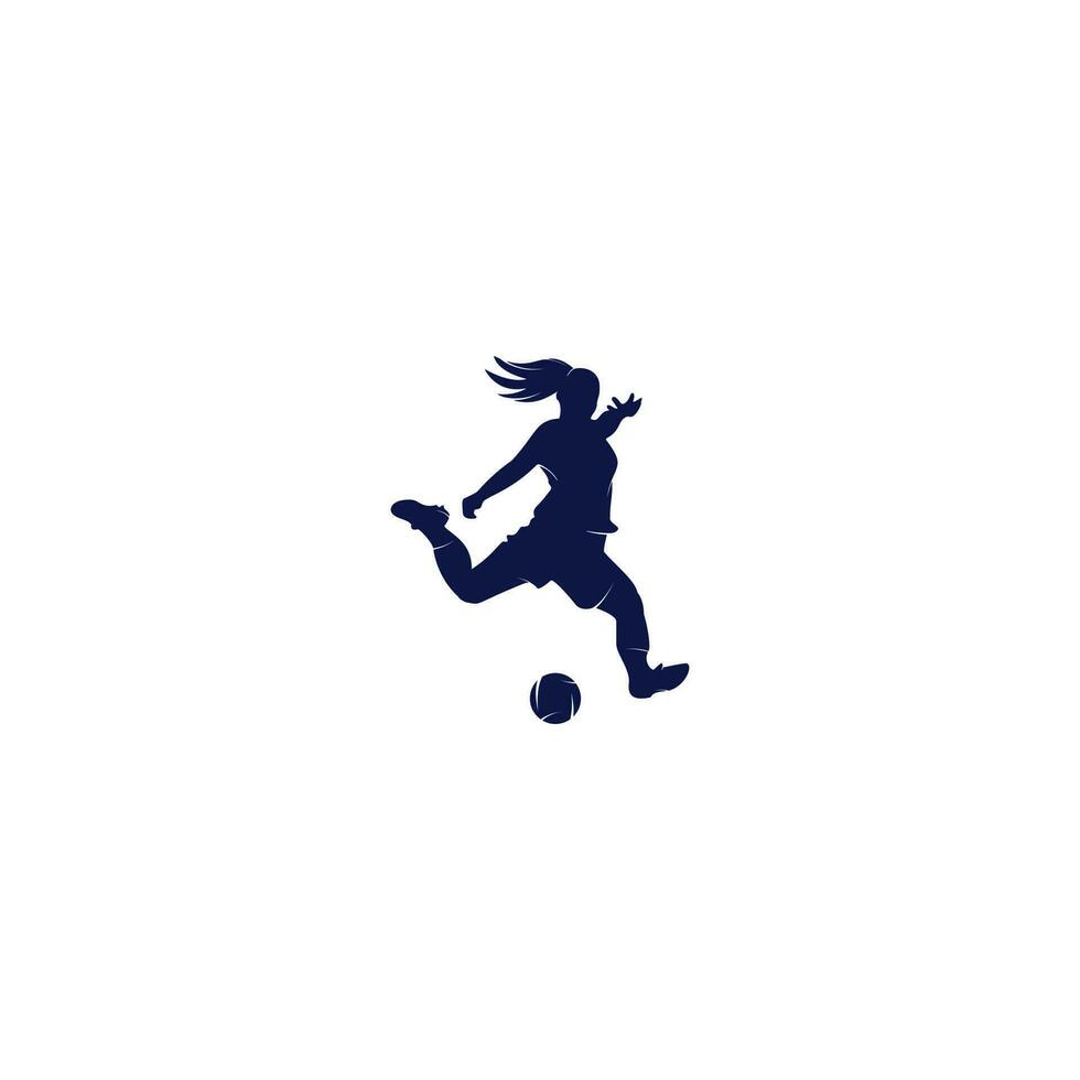 diseño del logotipo del vector del club de fútbol femenino. concepto de logotipo de empresa de deportes de fútbol femenino.