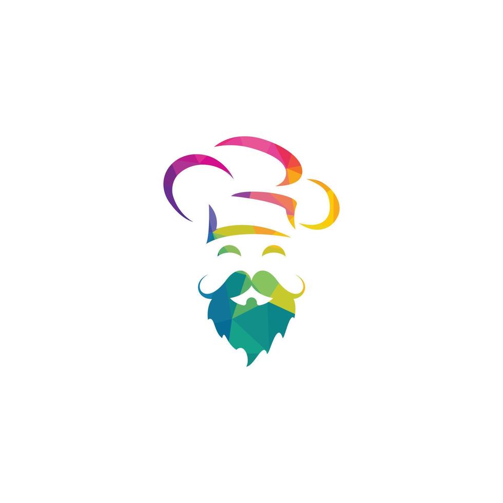 Master chef vector logo design. Head chef with mustache and beard vector logo.