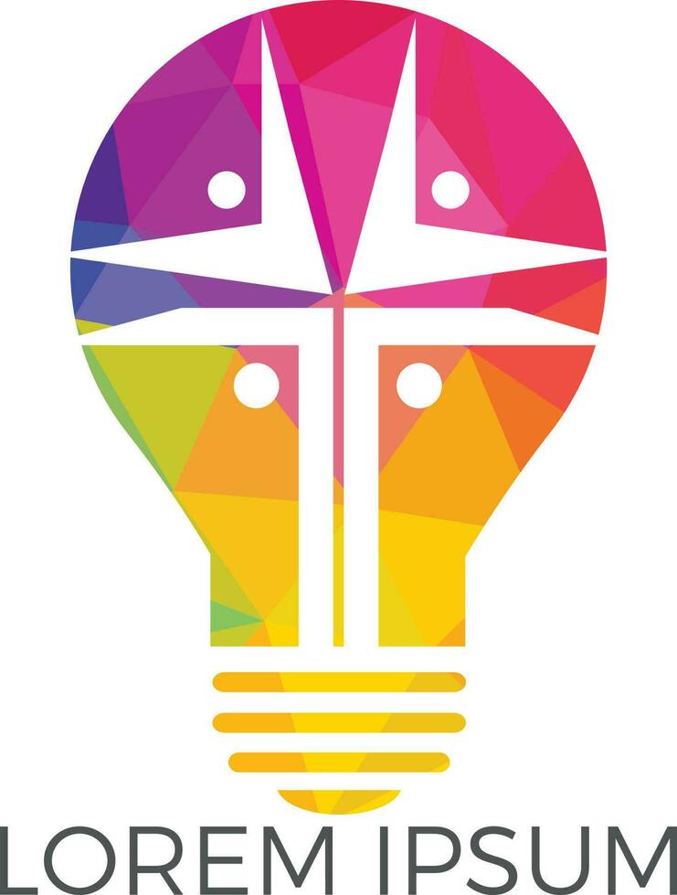 People church light bulb shape logo design. Template logo for churches and Christian organizations cross. vector