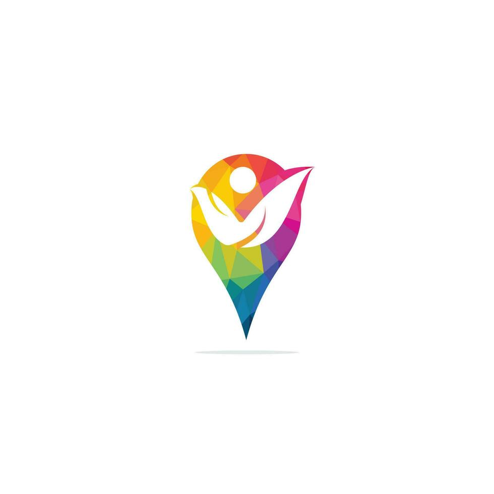 People and map pointer logo design. People and gps locator symbol or icon. Unique human and pin logotype design template. vector