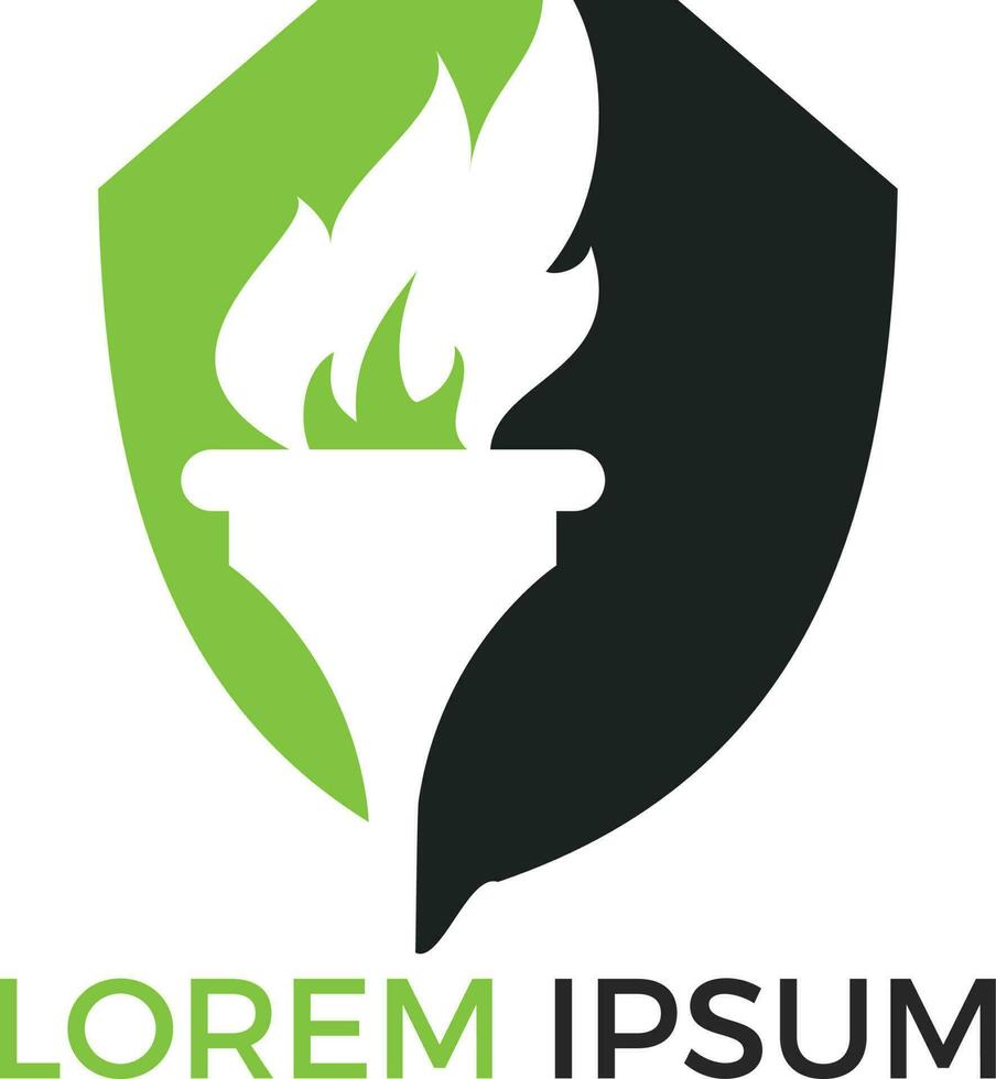 Torch flame logo design. Torch with a burning flame vector. vector