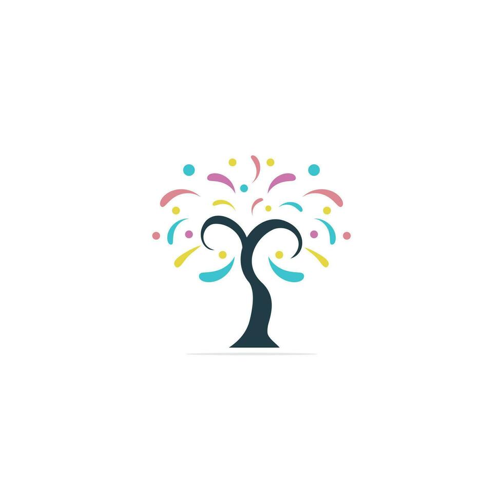 diseño de logotipo de vector de árbol colorido.