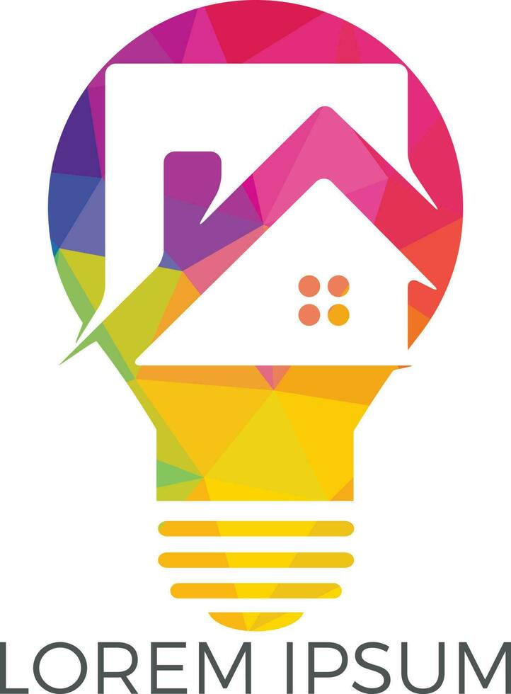 diseño de logotipo de casa inteligente. bombilla con el logo de la casa. concepto de casa intelectual inteligente. vector